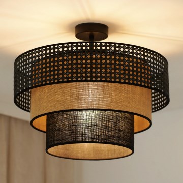 Brilagi - Lámpara de techo empotrada DAKOTA LUNETA 1xE27/15W/230V Ø 45 cm negro/rattán