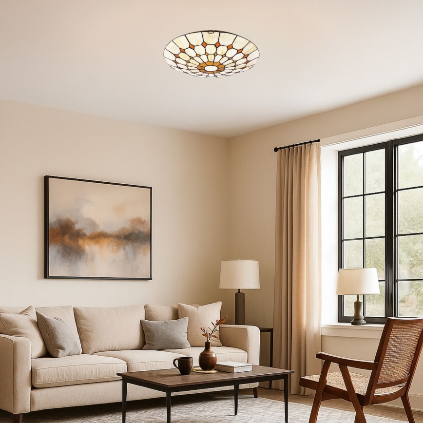 Brilagi - Lámpara de techo estilo Tiffany con vitral DORAN 2xE27/60W/230V