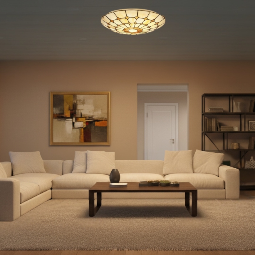 Brilagi - Lámpara de techo estilo Tiffany con vitral DORAN 2xE27/60W/230V