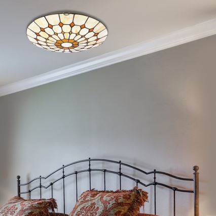 Brilagi - Lámpara de techo estilo Tiffany con vitral DORAN 2xE27/60W/230V