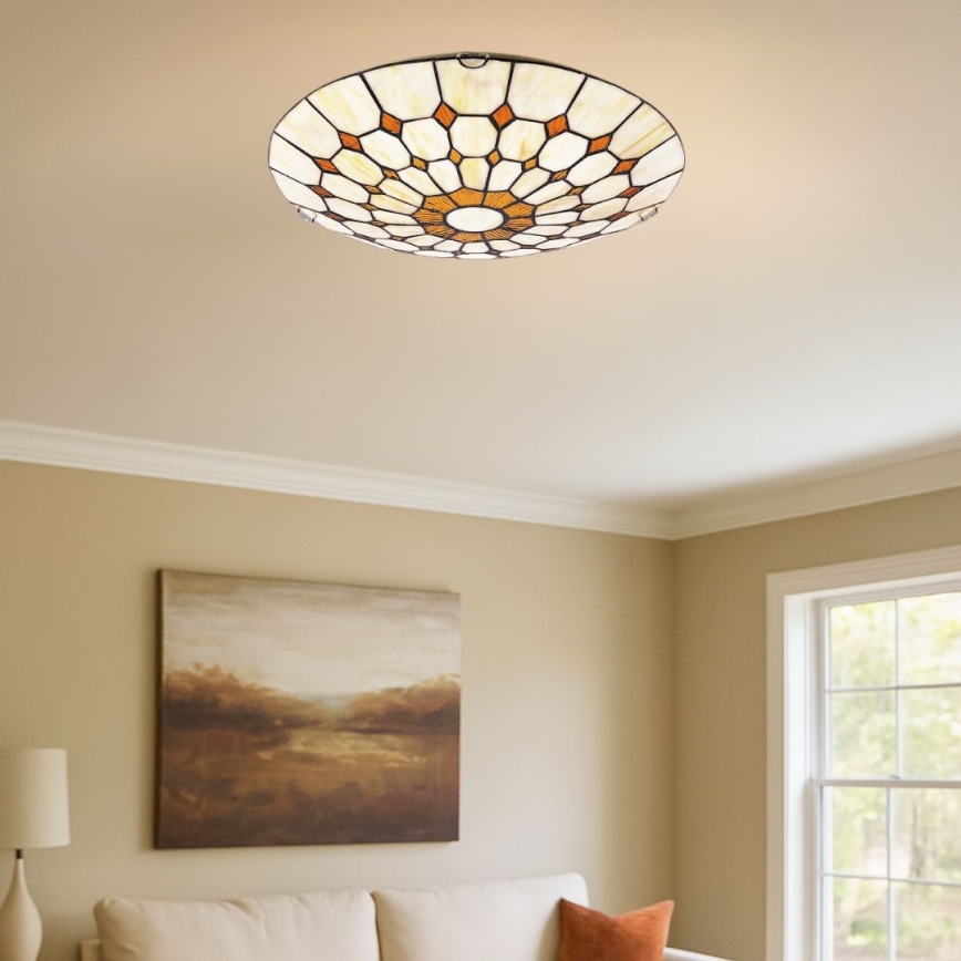Brilagi - Lámpara de techo estilo Tiffany con vitral DORAN 2xE27/60W/230V