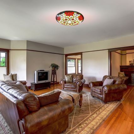 Brilagi - Lámpara de techo estilo Tiffany con vitral GARLAN 2xE27/60W/230V