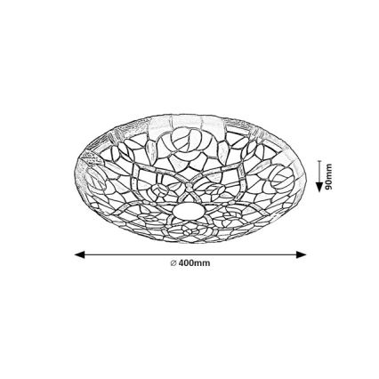 Brilagi - Lámpara de techo estilo Tiffany con vitral GARLAN 2xE27/60W/230V