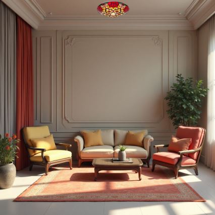 Brilagi - Lámpara de techo estilo Tiffany con vitral GARLAN 2xE27/60W/230V