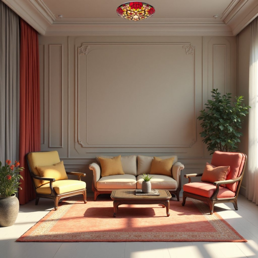 Brilagi - Lámpara de techo estilo Tiffany con vitral GARLAN 2xE27/60W/230V