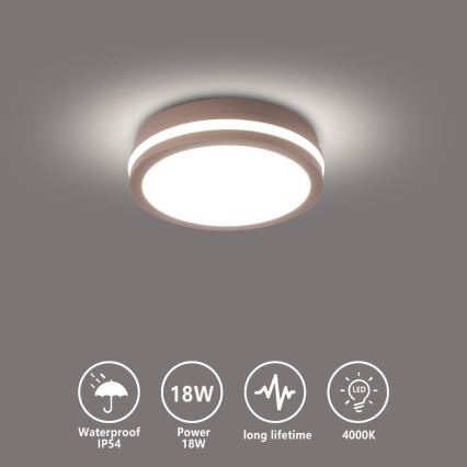 Brilagi - Lámpara de techo exterior LED BENE LED/18W/230V Ø 21,5 cm marrón IP54