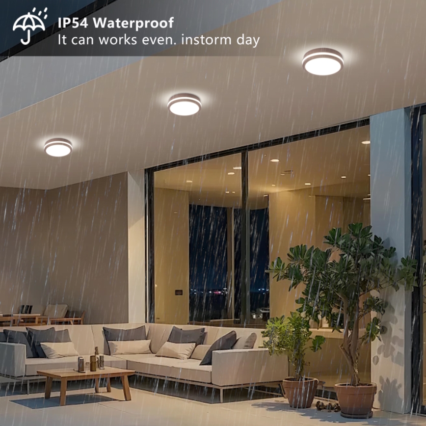 Brilagi - Lámpara de techo exterior LED BENE LED/18W/230V Ø 21,5 cm marrón IP54