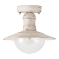 Brilagi - Lámpara de techo exterior MOLDE 1xE27/60W IP44 blanca/pátina