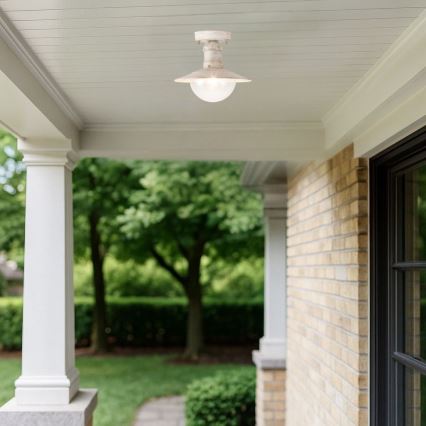 Brilagi - Lámpara de techo exterior MOLDE 1xE27/60W IP44 blanca/pátina