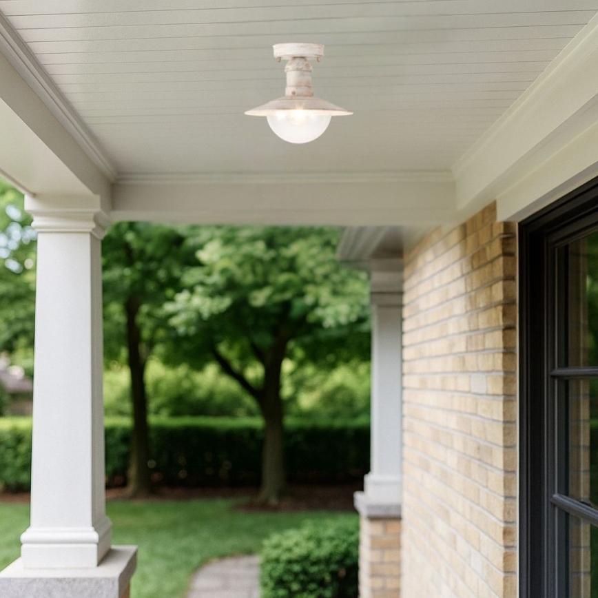 Brilagi - Lámpara de techo exterior MOLDE 1xE27/60W IP44 blanca/pátina