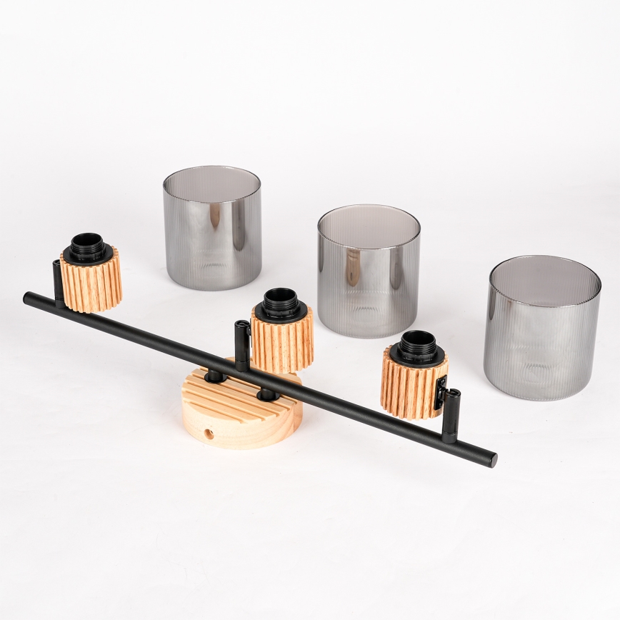 Brilagi - Lámpara de techo HYGGE 3xE14/15W/230V madera de hevea/ahumado