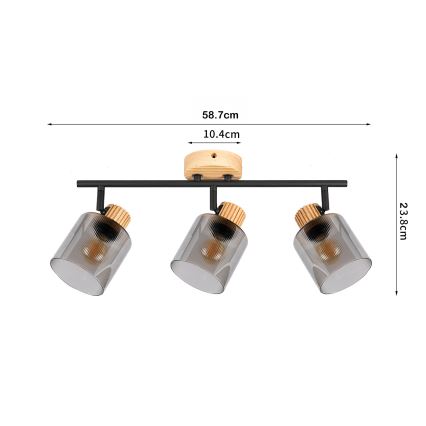 Brilagi - Lámpara de techo HYGGE 3xE14/15W/230V madera de hevea/ahumado