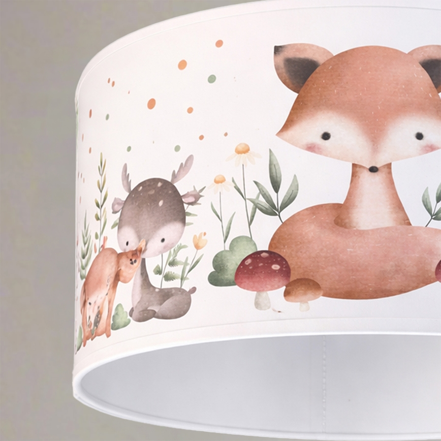 Brilagi - Lámpara de techo infantil LED colgante con cable BOBO 1xE27/10W/230V Ø 35 cm blanco/motivos de animales