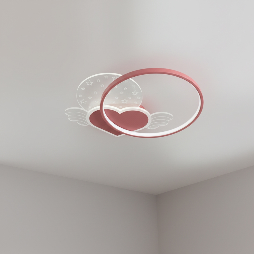 Brilagi - Lámpara de techo infantil LED LOVE 48W/230V 3000/4500/6000K rosa