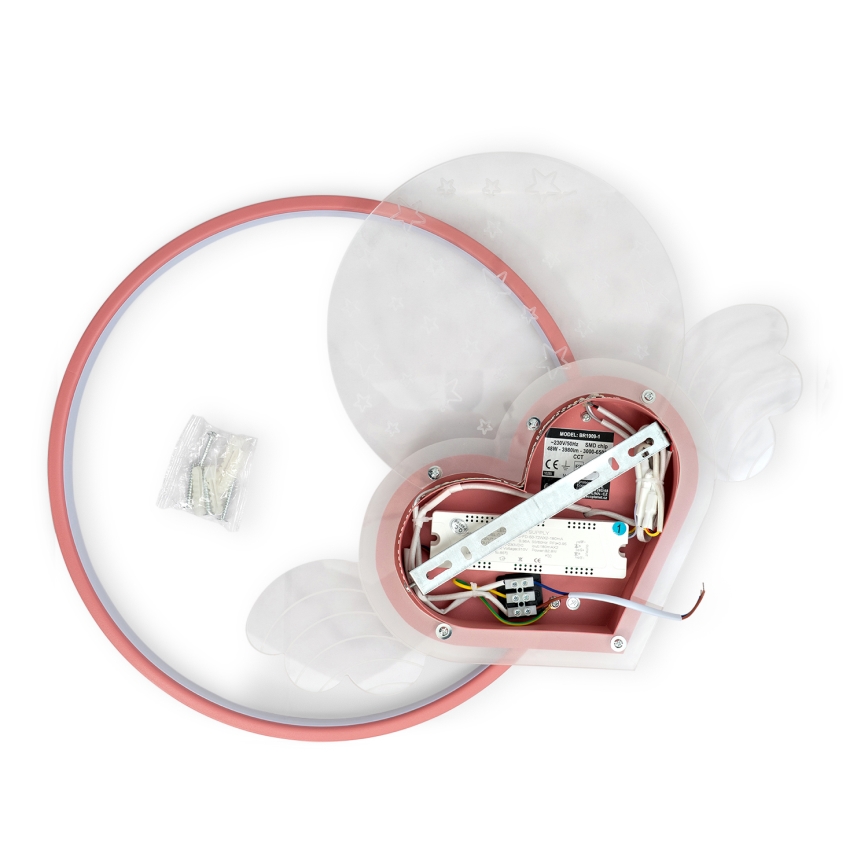 Brilagi - Lámpara de techo infantil LED LOVE 48W/230V 3000/4500/6000K rosa