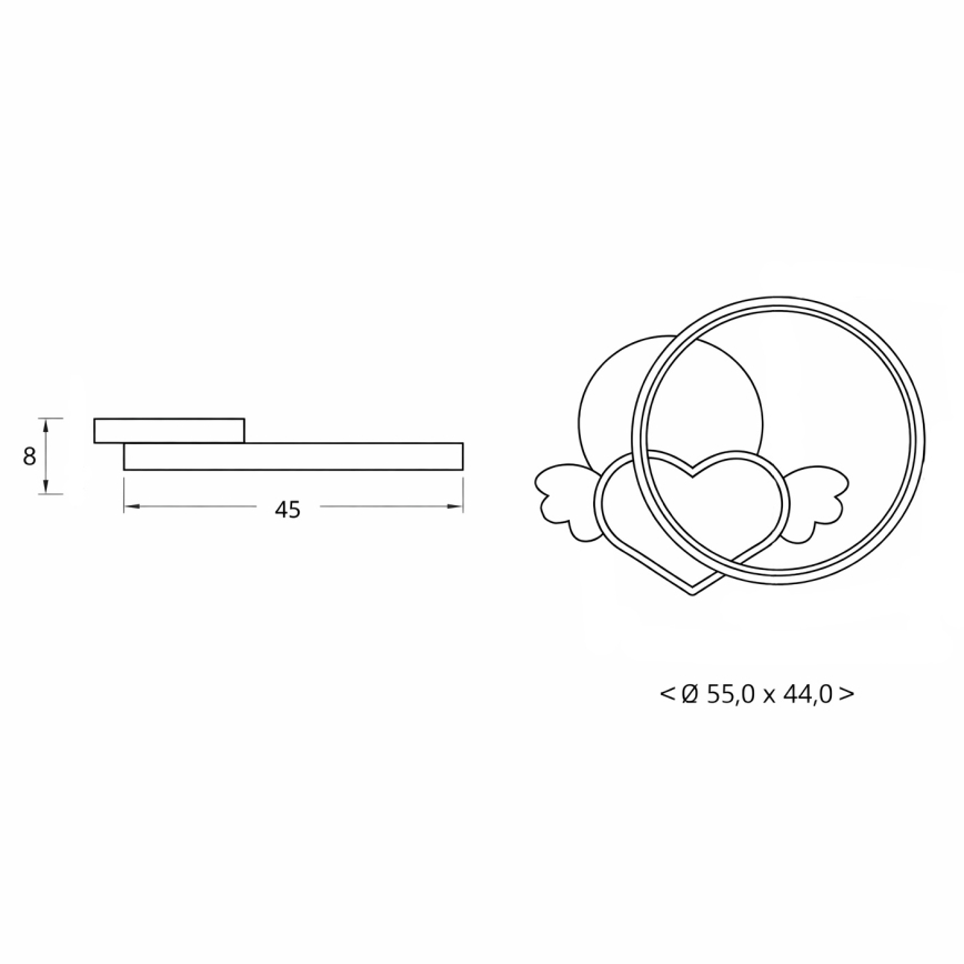 Brilagi - Lámpara de techo infantil LED LOVE LED/48W/230V 3000/4500/6000K rosa