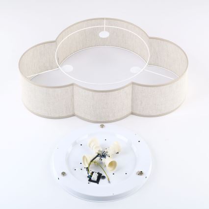 Brilagi - Lámpara de techo infantil NIMBUS LINEN 4xE27/15W/230V 46x63 cm beige