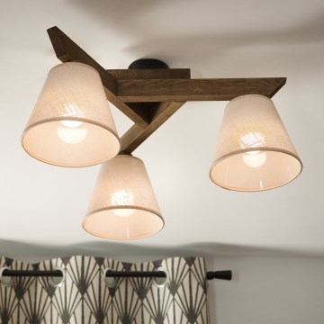 Brilagi - Lámpara de techo LED ANTHONY de superficie 3xE14/40W/230V roble nogal/beige