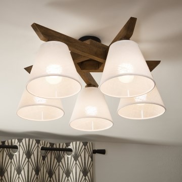 Brilagi - Lámpara de techo LED ANTHONY de superficie 5xE14/40W/230V roble nogal/blanco