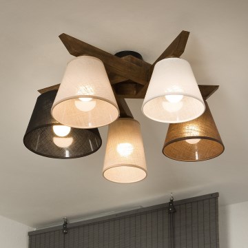 Brilagi - Lámpara de techo LED ANTHONY de superficie 5xE14/40W/230V roble nogal