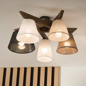 Brilagi - Lámpara de techo LED ANTHONY de superficie 5xE14/40W/230V roble nogal