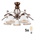 Brilagi - Lámpara de techo LED ANTICO 5xE27/60W/230V pátina de bronce
