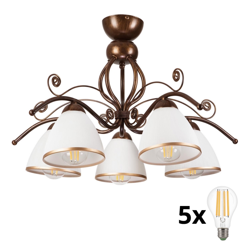 Brilagi - Lámpara de techo LED ANTICO 5xE27/60W/230V pátina de bronce