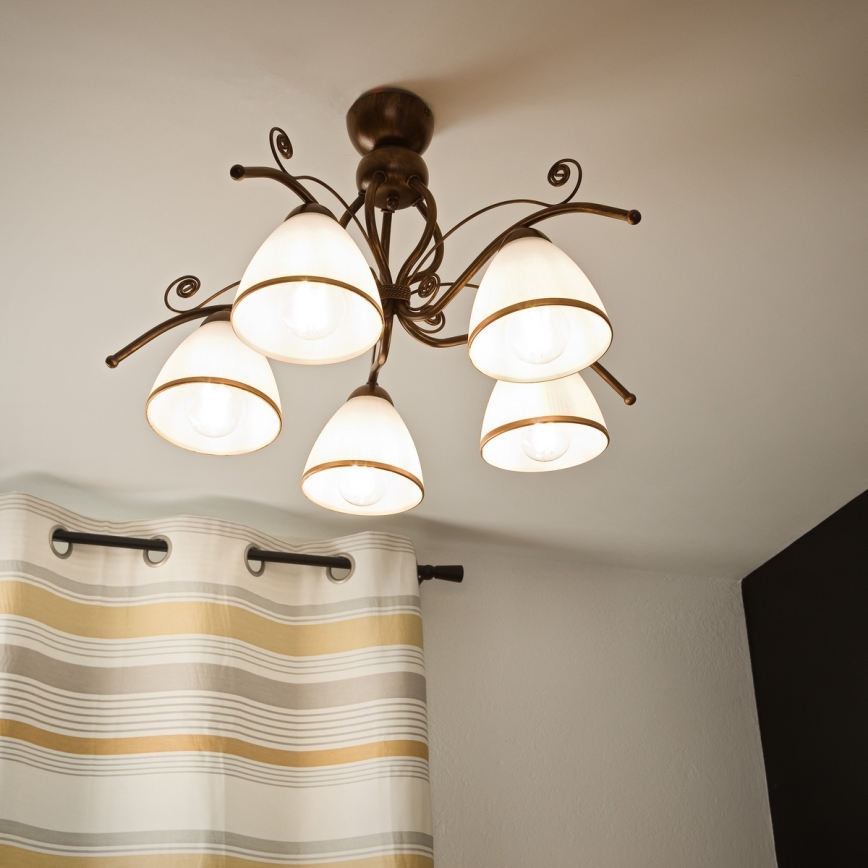 Brilagi - Lámpara de techo LED ANTICO 5xE27/60W/230V pátina de bronce