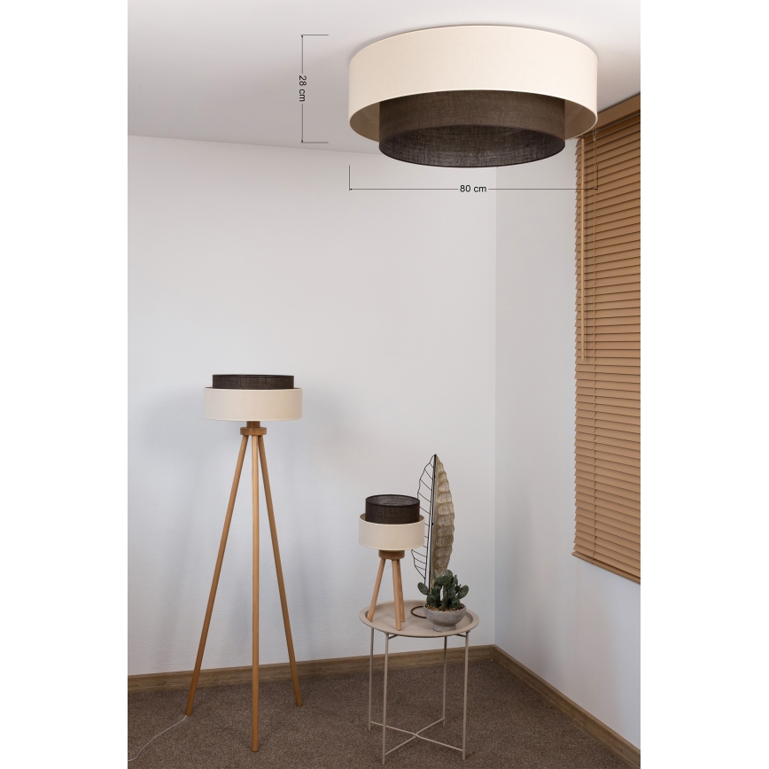 Brilagi - Lámpara de techo LED BOHO STYLE 3x E27/15W/230V Ø 80 cm crema/marrón