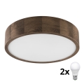 Brilagi - Lámpara de techo LED CARVALHO 2xE27/60W/230V roble nogal Ø 37 cm