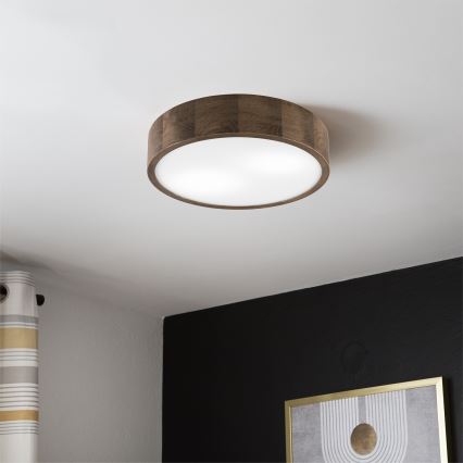 Brilagi - Lámpara de techo LED CARVALHO 2xE27/60W/230V roble nogal Ø 37 cm