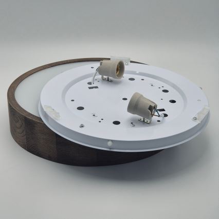 Brilagi - Lámpara de techo LED CARVALHO 2xE27/60W/230V roble nogal Ø 37 cm