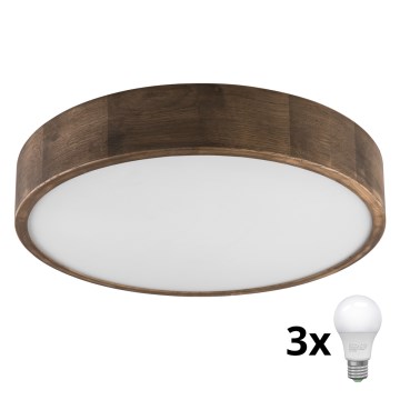 Brilagi - Lámpara de techo LED CARVALHO 3xE27/60W/230V roble nogal Ø 47 cm