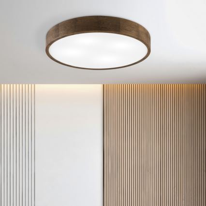 Brilagi - Lámpara de techo LED CARVALHO 4xE27/60W/230V, acabado roble/nogal, diámetro 57,5 cm