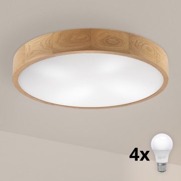 Brilagi - Lámpara de techo LED CARVALHO 4xE27/60W/230V en color roble, diámetro 57,5 cm