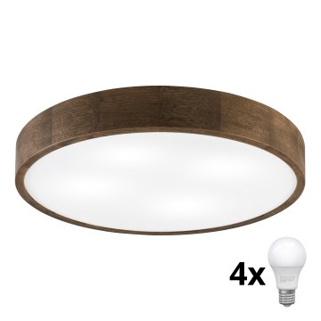 Brilagi - Lámpara de techo LED CARVALHO 4xE27/60W/230V en roble oscuro, diámetro 57,5 cm