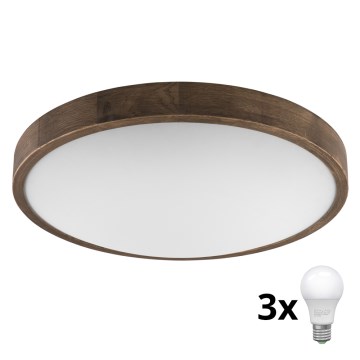 Brilagi - Lámpara de techo LED CARVALHO SLIM 3xE27/60W/230V roble nogal diámetro 47 cm