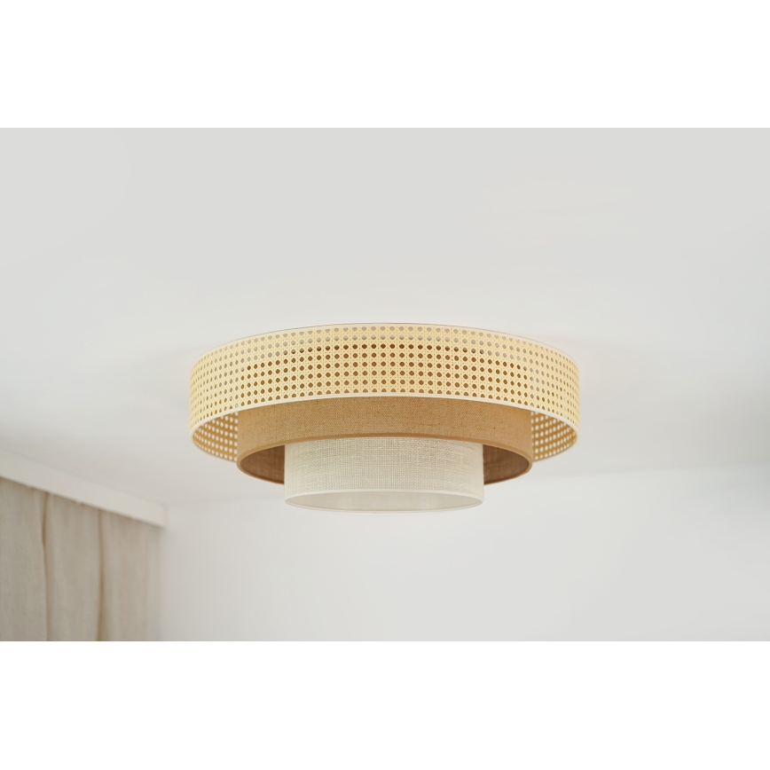 Brilagi - Luminaria de techo LED CEDAR LUNETA LED/26W/230V Ø 60 cm ratán/marrón/crema