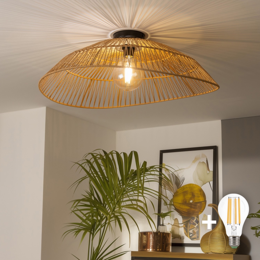 Brilagi - Lámpara de techo LED CERIA BOHO de montaje en superficie 1xE27/40W/230V diámetro 70 cm marrón