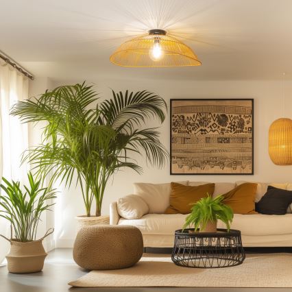 Brilagi - Lámpara de techo LED CERIA BOHO de montaje en superficie 1xE27/40W/230V diámetro 70 cm marrón