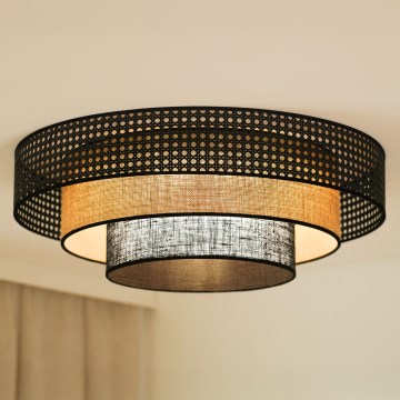Brilagi - Lámpara de techo LED DAKOTA LUNETA LED/12W/230V Ø 60 cm 3000K/4000K/6400K negro/rattán