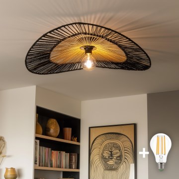 Brilagi - Lámpara de techo LED de montaje en superficie CERIA BOHO 1xE27/40W/230V Ø 80 cm negro/marrón