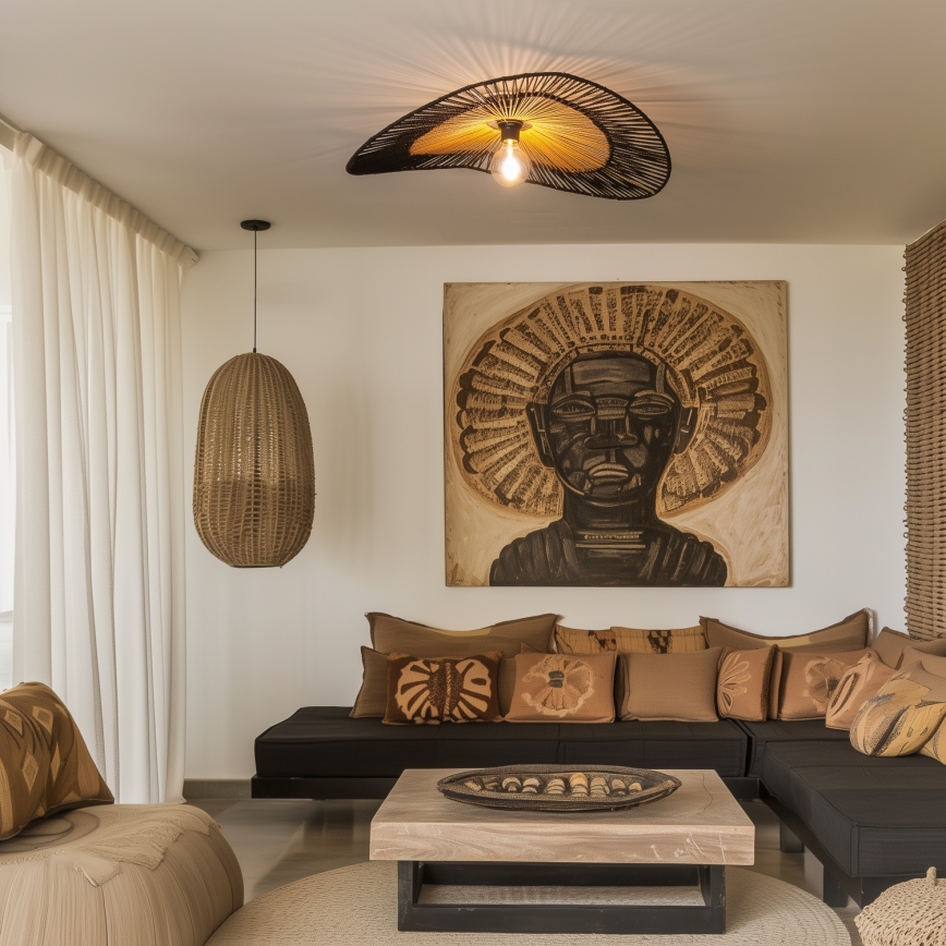 Brilagi - Lámpara de techo LED de montaje en superficie CERIA BOHO 1xE27/40W/230V Ø 80 cm negro/marrón