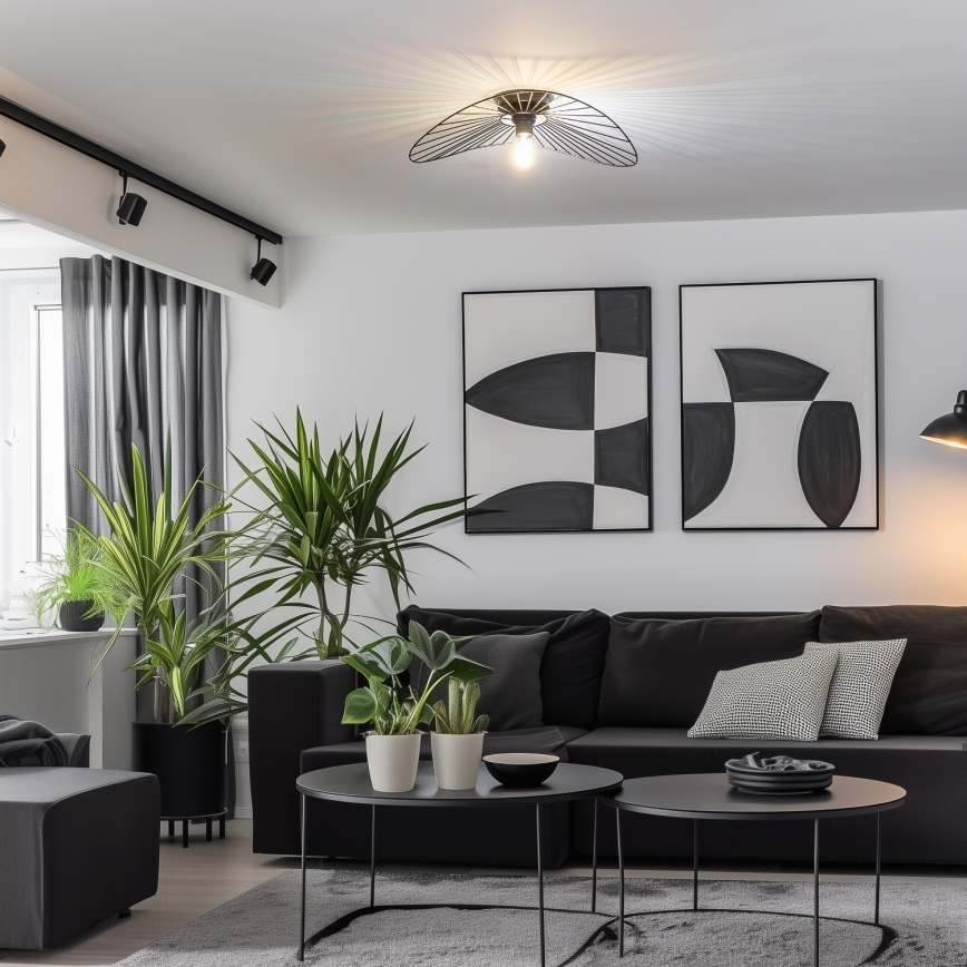 Brilagi - Lámpara de techo LED de montaje en superficie CERIA WIRE 1xE27/40W/230V 40x56 cm negra