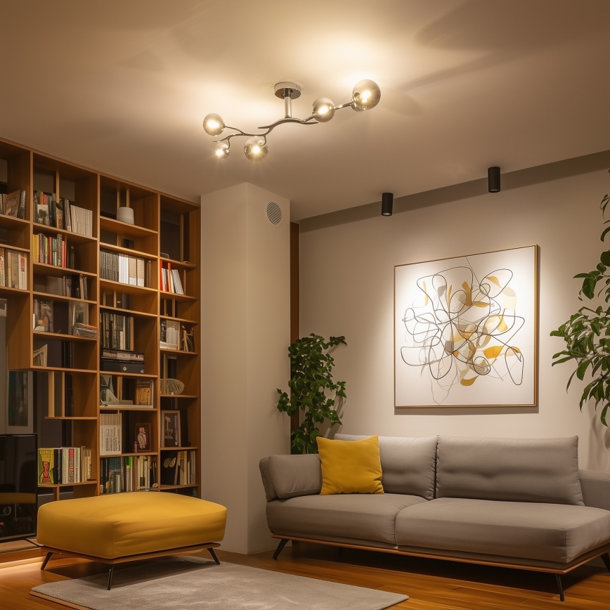 Brilagi - Lámpara de techo LED de montaje en superficie MISTEL 6xG9/3W/230V negro cromado/ahumado