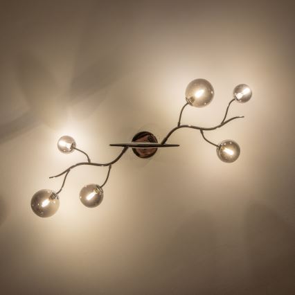 Brilagi - Lámpara de techo LED de montaje en superficie MISTEL 6xG9/3W/230V negro cromado/ahumado