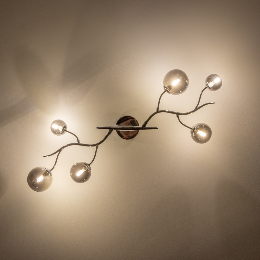 Brilagi - Lámpara de techo LED de montaje en superficie MISTEL 6xG9/3W/230V negro cromado/ahumado