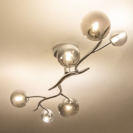 Brilagi - Lámpara de techo LED de montaje en superficie MISTEL 6xG9/3W/230V negro cromado/ahumado