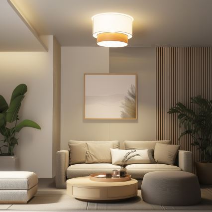 Brilagi - Lámpara de techo LED de montaje superficial CERIA 1xE27/40W/230V, Ø 50 cm, blanca/beige