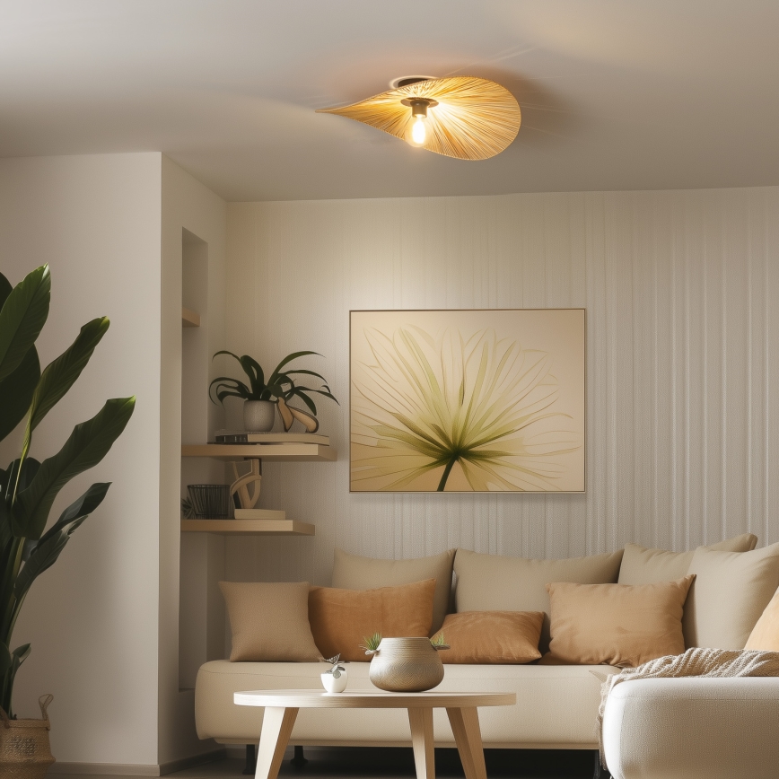 Brilagi - Lámpara de techo LED de montaje superficial CERIA BOHO 1xE27/40W/230V, diámetro 60 cm, rafia